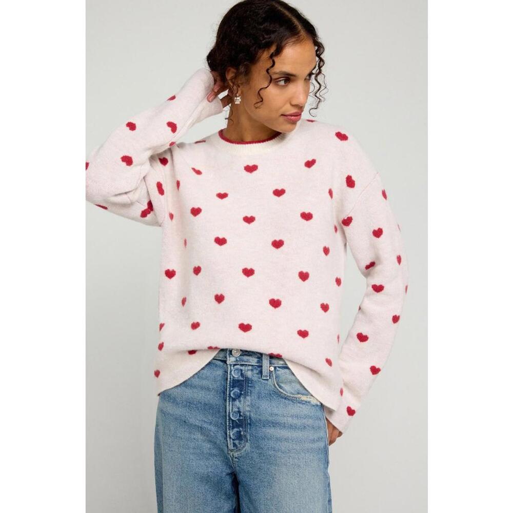 Splendid White Lolly Heart Sweater Size M